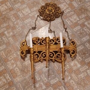 Vintage Gold Wall Sconce with Candle Holders Giled Wall Sconce